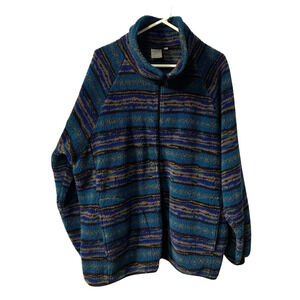 Vintage M.L. Williams Men's Colorful Sherpa Jacket Size XL Teal Oregon Made USA
